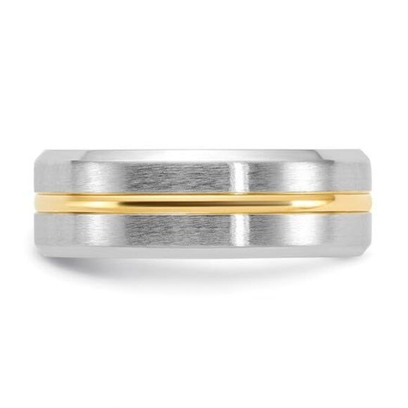 Chisel Cobalt Brushed & Polished Yellow IP-plated Center Beveled Edge 8mm Band - Picture 8 of 9